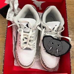 Jordan Air 3 Retro White and Black Sneakers, White/Gray Sneakers.